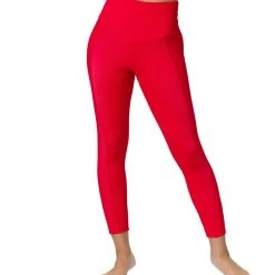 Onzie Ribbed Sweetheart 7/8 Yoga Leggings Red Rib