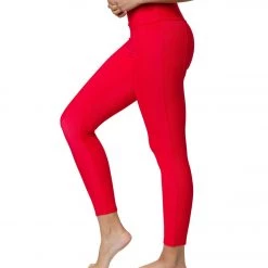 Onzie Ribbed Sweetheart 7/8 Yoga Leggings Red Rib