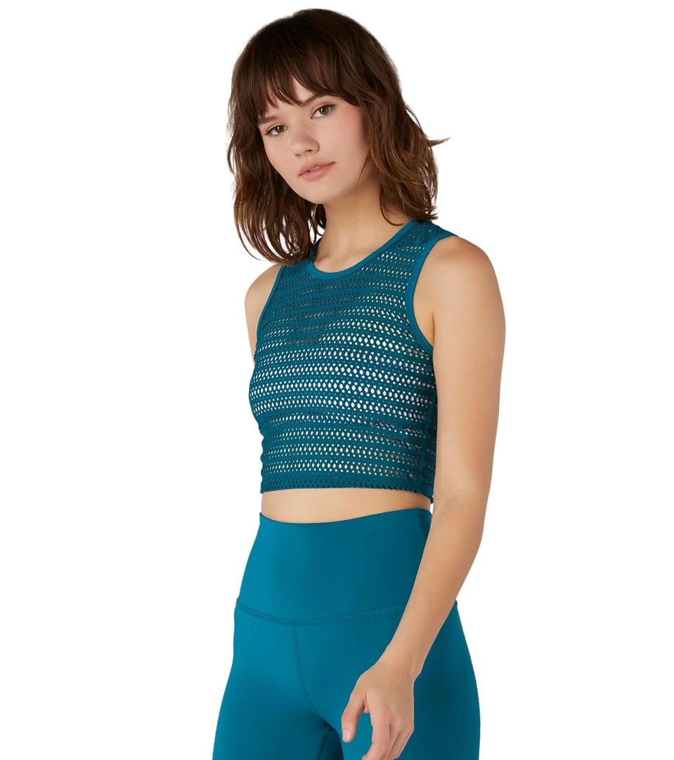 CLOTHING Beyond Yoga Sportflex Top Notch Cropped Yoga Tank Bali Blue 4 CLOTHING Beyond Yoga Sportflex Top Notch Cropped Yoga Tank Bali Blue