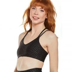 CLOTHING Beyond Yoga Drip Dot Yoga Sports Bra Black Antique Gold Drip Dot