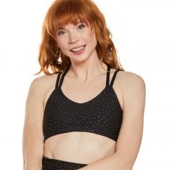 CLOTHING Beyond Yoga Drip Dot Yoga Sports Bra Black Antique Gold Drip Dot