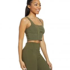 Free People Movement Lyla Crop Yoga Tank Top Army CLOTHING