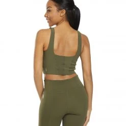 Free People Movement Lyla Crop Yoga Tank Top Army CLOTHING