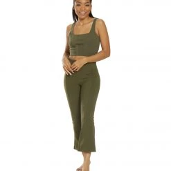 Free People Movement Lyla Crop Yoga Tank Top Army CLOTHING