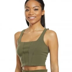 Free People Movement Lyla Crop Yoga Tank Top Army CLOTHING