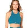 CLOTHING Beyond Yoga Plush And Ruched Yoga Bra Bali Blue Heather