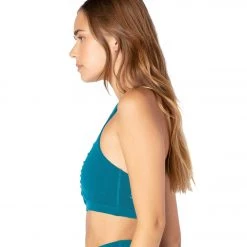 CLOTHING Beyond Yoga Plush And Ruched Yoga Bra Bali Blue Heather