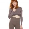 Beyond Yoga Crossroads Reversible Cropped After Yoga Pullover Terra Leather
