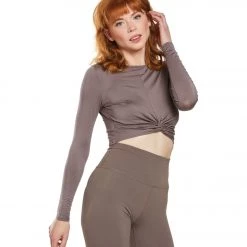 Beyond Yoga Crossroads Reversible Cropped After Yoga Pullover Terra Leather
