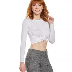 Beyond Yoga Crossroads Reversible Cropped After Yoga Pullover White