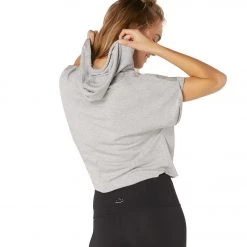 CLOTHING Beyond Yoga Good Start Cropped Yoga Hoodie Light Heather Gray