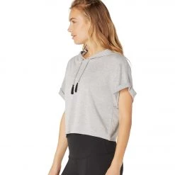 CLOTHING Beyond Yoga Good Start Cropped Yoga Hoodie Light Heather Gray