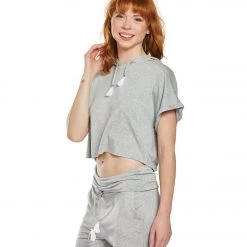 CLOTHING Beyond Yoga Good Start Cropped Yoga Hoodie Light Heather Gray