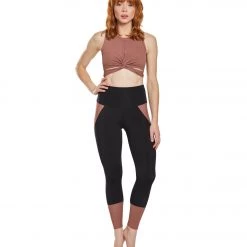Onzie Athletic Yoga 7/8 Leggings Black/Toast Combo CLOTHING 12 Onzie Athletic Yoga 7/8 Leggings Black/Toast Combo CLOTHING