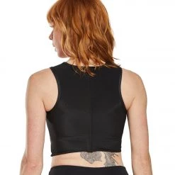 Onzie Front Twist Yoga Crop Top Black Rib CLOTHING