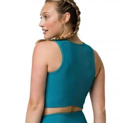 CLOTHING Onzie Front Twist Yoga Crop Top Teal Rib