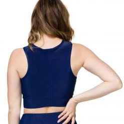 Onzie Front Twist Yoga Crop Top Marine Rib CLOTHING 9 Onzie Front Twist Yoga Crop Top Marine Rib CLOTHING