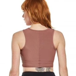 Onzie Front Twist Yoga Crop Top Toast Rib