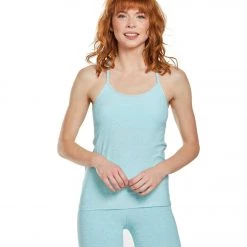Beyond Yoga Lightweight Keyhole To Success Yoga Tank Top Island Topaz White CLOTHING