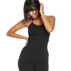 CLOTHING Hard Tail Back Laced Halter Support Tank Top Black