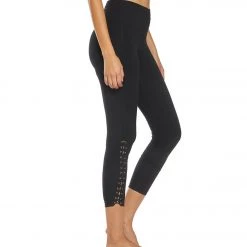 Hard Tail Laced Yoga Capris Black