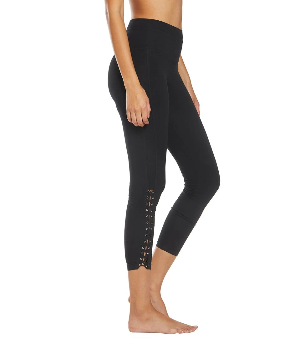 Hard Tail Laced Yoga Capris Black 3 Hard Tail Laced Yoga Capris Black