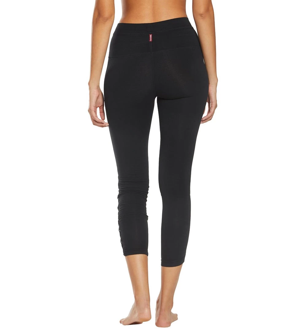 Hard Tail Laced Yoga Capris Black 5 Hard Tail Laced Yoga Capris Black