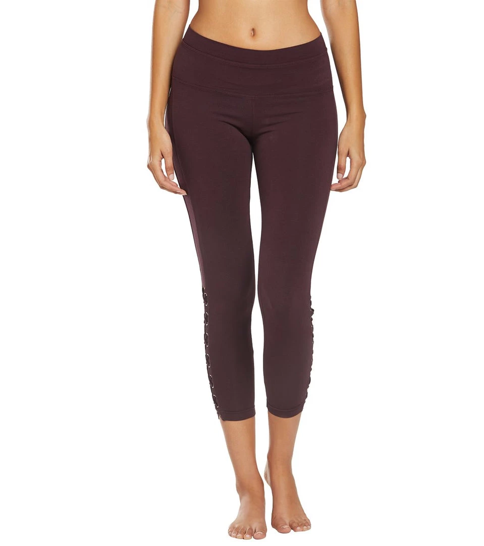 Hard Tail Laced Yoga Capris Red Plum CLOTHING 4 Hard Tail Laced Yoga Capris Red Plum CLOTHING