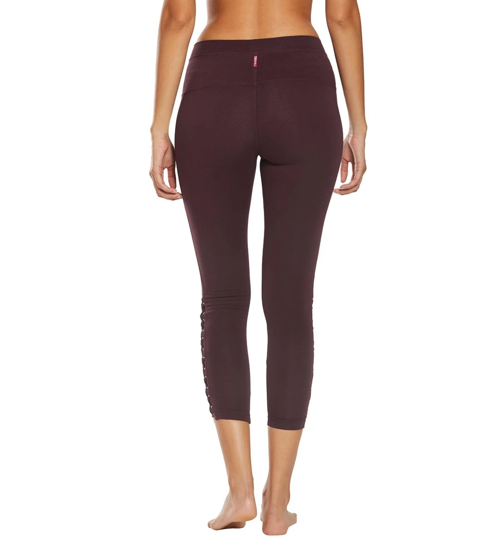 Hard Tail Laced Yoga Capris Red Plum CLOTHING 5 Hard Tail Laced Yoga Capris Red Plum CLOTHING
