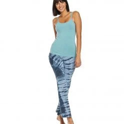 CLOTHING Hard Tail High Waisted Wide Flare Yoga Pants Navy/Slate Blue Diagonal Lizard