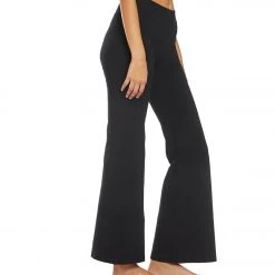 Hard Tail High Waisted Wide Flare Yoga Pants Black CLOTHING