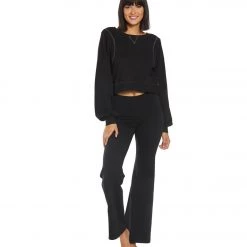 Hard Tail High Waisted Wide Flare Yoga Pants Black CLOTHING