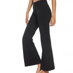 Hard Tail High Waisted Wide Flare Yoga Pants Black CLOTHING