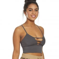Hard Tail Mitered Yoga Sports Bra Earl Grey