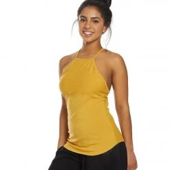 Hard Tail Mitered Low V-Back Yoga Support Tank Honey CLOTHING