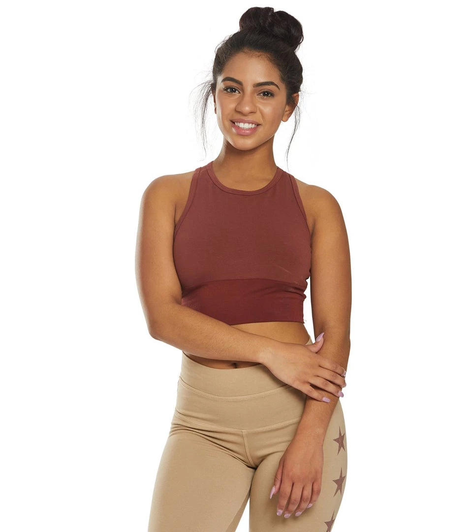 CLOTHING Hard Tail Wrap Back Yoga Crop Top Mahogany 3 CLOTHING Hard Tail Wrap Back Yoga Crop Top Mahogany