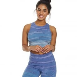 Hard Tail Wrap Back Yoga Crop Top Purple/Blue Rainbow Horizon CLOTHING