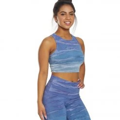 Hard Tail Wrap Back Yoga Crop Top Purple/Blue Rainbow Horizon CLOTHING