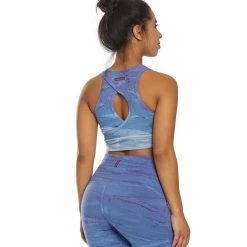 Hard Tail Wrap Back Yoga Crop Top Purple/Blue Rainbow Horizon CLOTHING
