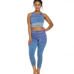 Hard Tail Wrap Back Yoga Crop Top Purple/Blue Rainbow Horizon CLOTHING
