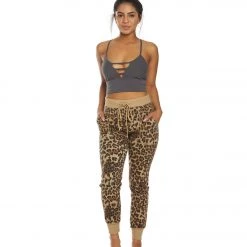 Hard Tail Leopard Weekend Jogger Camel