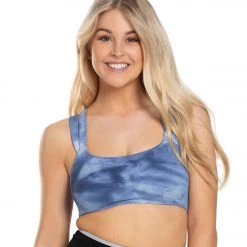 Free People On The Radar Tie Dye Yoga Sports Bra Dark Blue