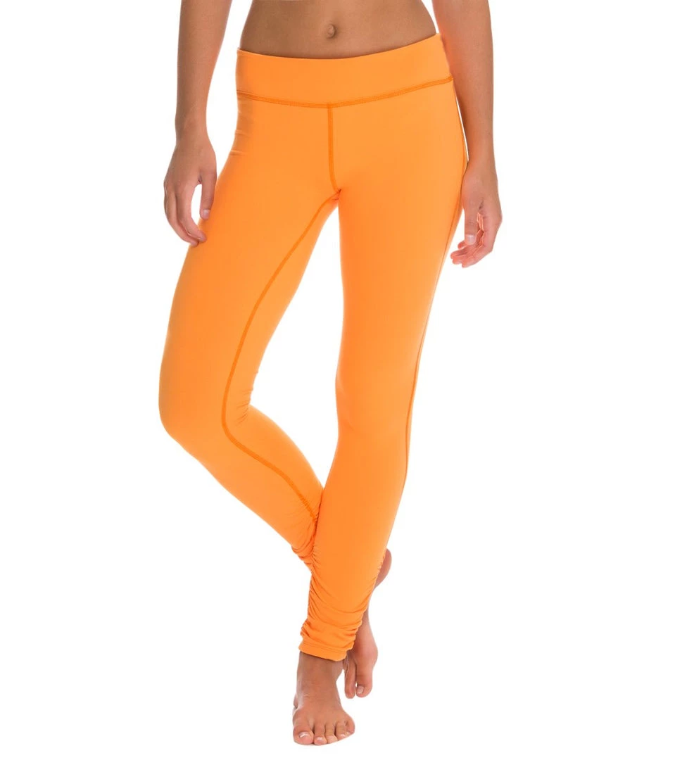 Beyond Yoga Women's Essential Gathered Yoga Leggings Bright Papaya CLOTHING 3 Beyond Yoga Women's Essential Gathered Yoga Leggings Bright Papaya CLOTHING