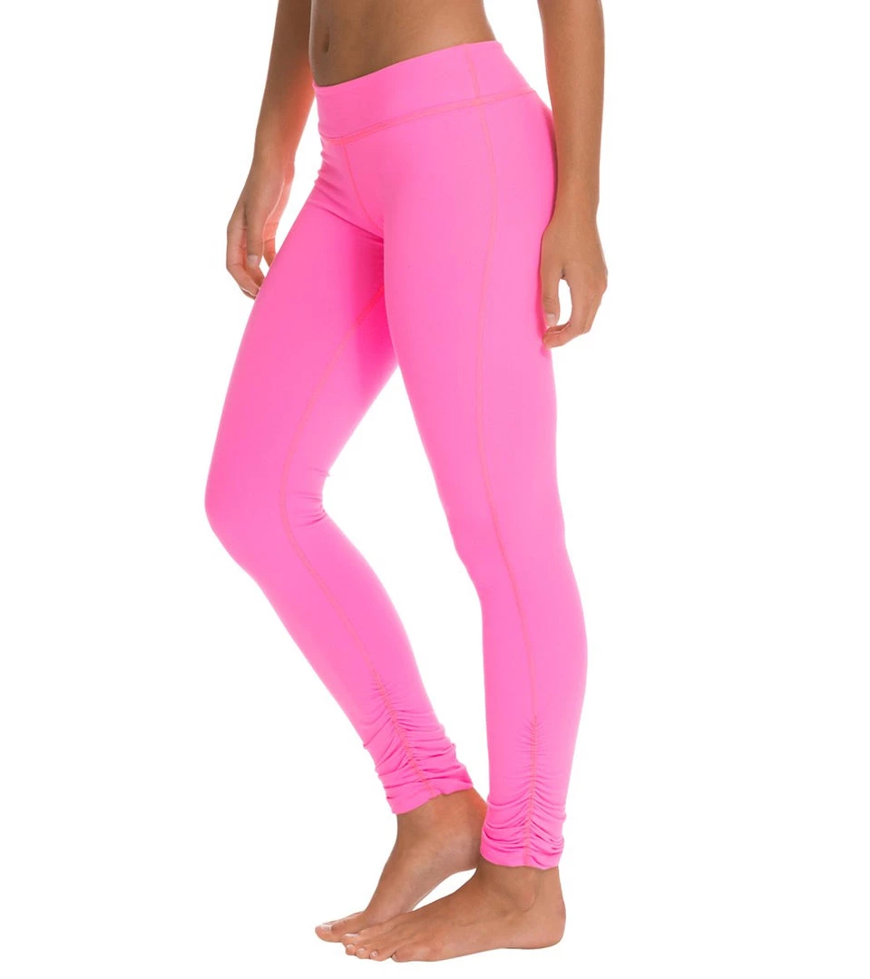 Beyond Yoga Women's Essential Gathered Yoga Leggings Shocking Pink 4 Beyond Yoga Women's Essential Gathered Yoga Leggings Shocking Pink