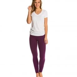 Beyond Yoga Women's Essential Gathered Yoga Leggings Imperial Violet 11 Beyond Yoga Women's Essential Gathered Yoga Leggings Imperial Violet