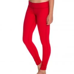 Beyond Yoga Women's Essential Gathered Yoga Leggings Crimson Red CLOTHING