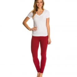 Beyond Yoga Women's Essential Gathered Yoga Leggings Garnet Red 11 Beyond Yoga Women's Essential Gathered Yoga Leggings Garnet Red