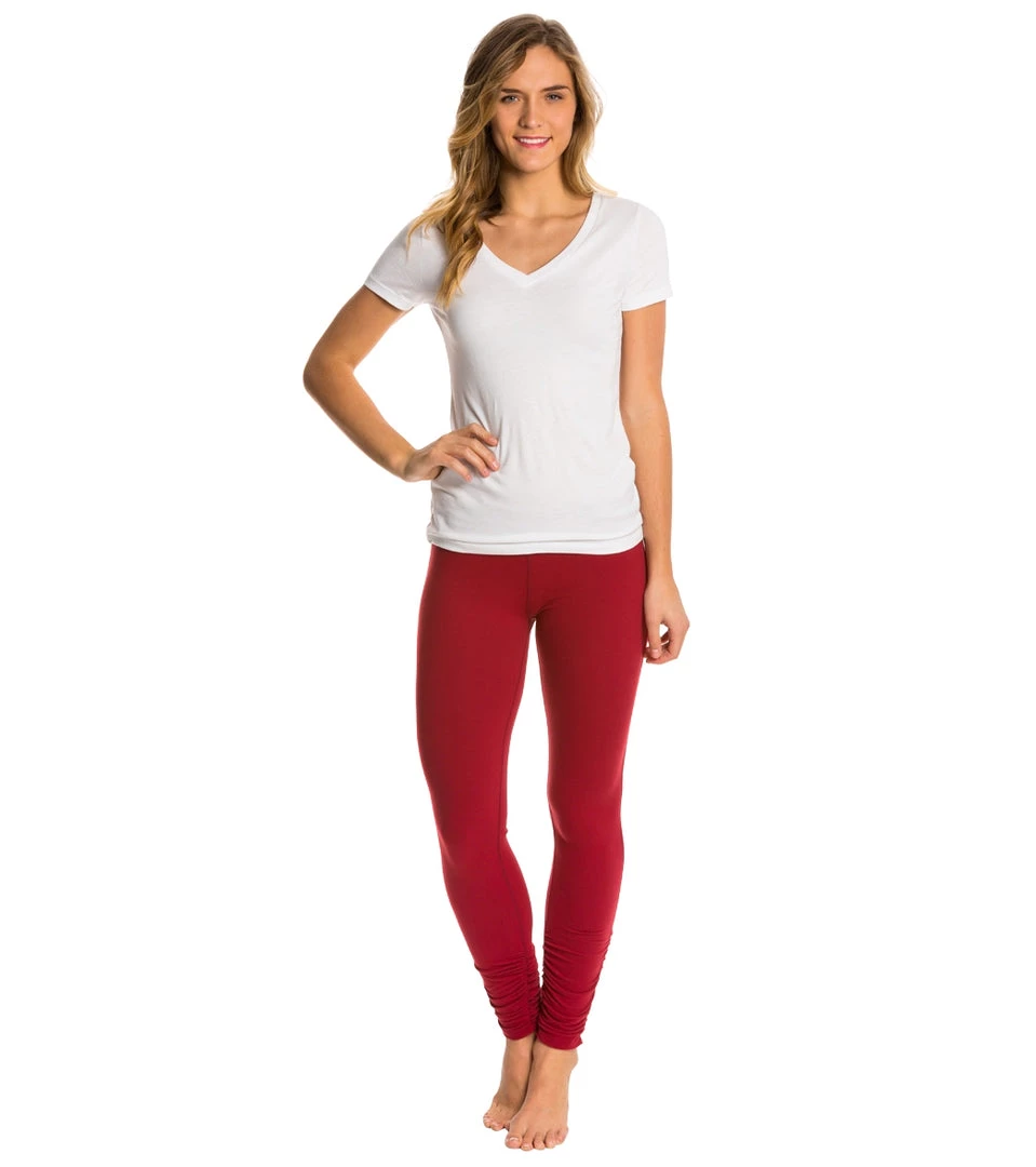 Beyond Yoga Women's Essential Gathered Yoga Leggings Garnet Red 6 Beyond Yoga Women's Essential Gathered Yoga Leggings Garnet Red
