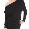 CLOTHING Beyond Yoga Women's Off Shoulder Pullover Long Sleeve Top Black