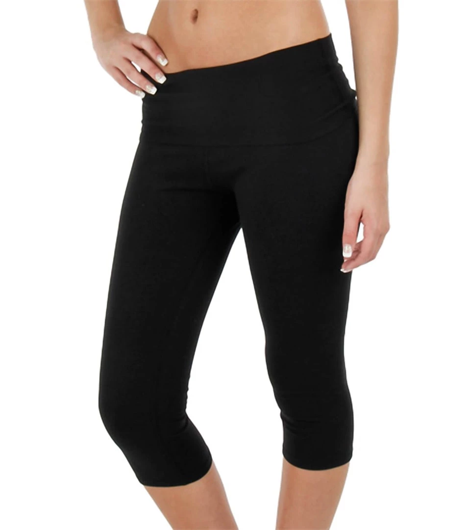 Beyond Yoga Women's Eco Fold Over Capri Black CLOTHING 4 Beyond Yoga Women's Eco Fold Over Capri Black CLOTHING